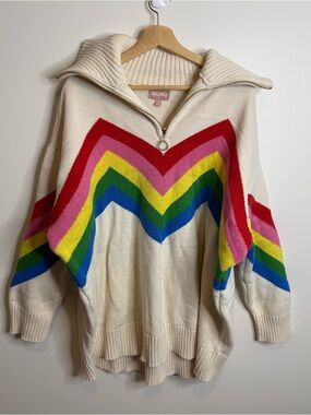 Show Me Your MuMu Weston Half Zip Pullover in Rainbow Slope sweater 1x